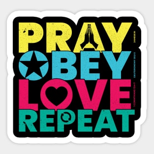 Bible Verse Pray Obey Love Repeat Christian Sticker